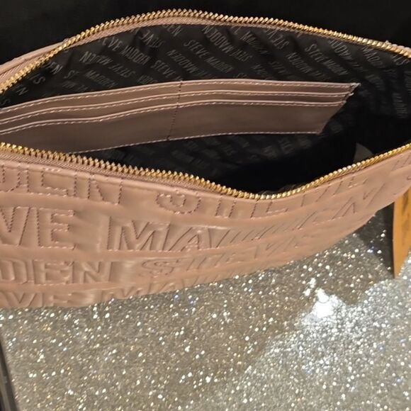 Steve Madden BMalina Stitched Logo Wristlet- Mauve